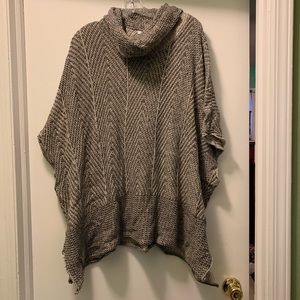 Cowl neck pancho style sweater